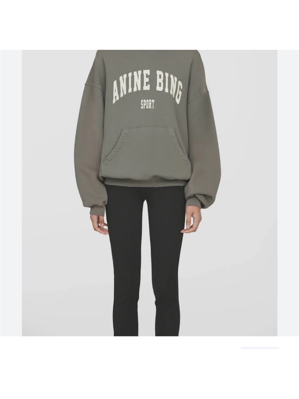 Anine Bing Harvey Sweatshirt Hoodie Olive green khaki - Picture 4 of 8